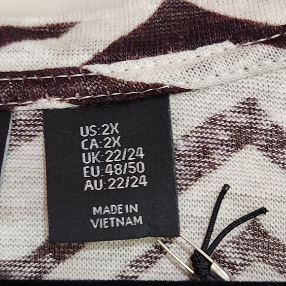 NWT Tahari Brown Cream Zebra Stripe Linen Blouse 2X - Picture 7 of 10